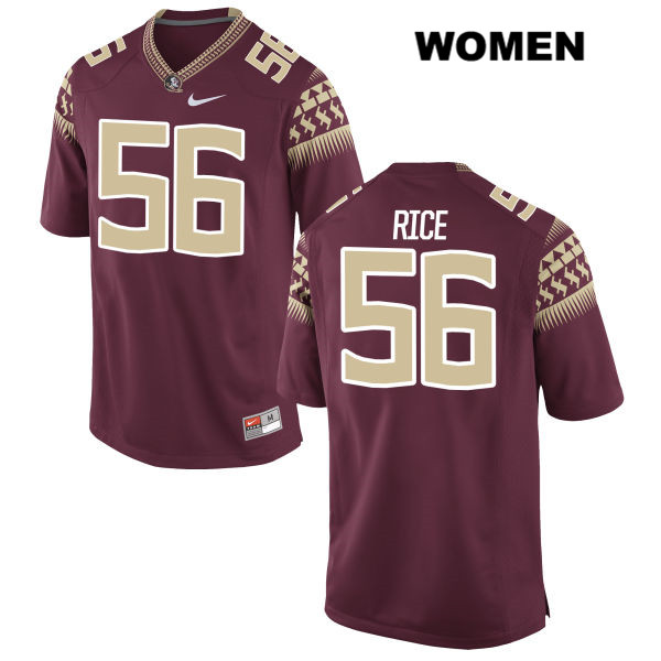 Women's NCAA Nike Florida State Seminoles #56 Emmett Rice College Red Stitched Authentic Football Jersey VRE1869HI